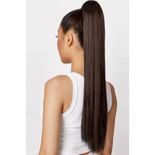 Özbience Kahverengi Tokalı Düz At Kuyruğu Saç Postiş, Gerçek Saç Dokusu