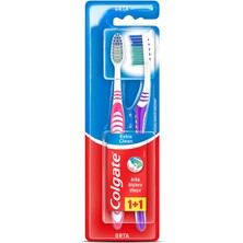 Colgate Extra Clean Orta Diş Fırçası 1+1 Pakette Orta Sertlikte Fırça Kılları ile Etkili Temizlik