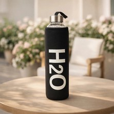 Tohana H2O Kılıflı Cam Matara - Şeffaf / Siyah - 750 ml