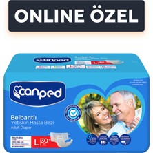 Canped Belbantlı Büyük Boy Yetişkin Hasta Bezi 30'lu Islaklık Göstergeli ve Dermatolojik Olarak Test Edilmiş