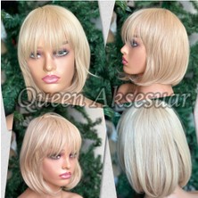 Özbience Lüks Ithal Fiber Küt Kahküllü Sarı Peruk, Şık ve Doğal Görünüm