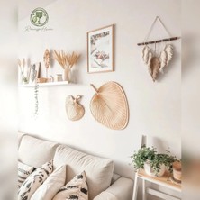 Renesse Home Liberya El Yapımı Palmiye Duvar Dekoru Büyük Boy Doğal Rattan Hasır Bohem Duvar Süsü