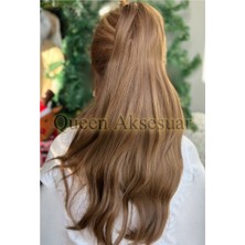 Özbience Uzun Düz At Kuyruğu Fiber Postiş, Isıya Dayanıklı, Karamel Açık Kahverengi