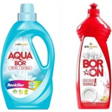 Boron Aquabor Doğal Sıvı Çamaşır Deterjanı Renkliler Için 33 Yıkama Bulaşık Deterjanı 820 ml