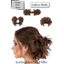 Özbience Orta Kahverenk Telli Tokalı Topuz, 45/55 Gram, Kolay Ayarlanabilir