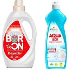 Doğal Mineralli Çamaşır Deterjanı Beyazlar Için 26 Yıkama+ 1 Adet 650 ml Aquabor Bulaşık Deterjanı