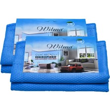 Wilma Secret Lüx Hamarat Büyük Boy 50×70 cm Mavi 6 Adet Yüksek Kalite Oto Yıkama ve Kurulama Bezi Cam Bezi
