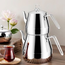 Lines Piramit Mega Boy Paslanmaz Çelik Çaydanlık – Metal Kulplu, Büyük Kapasiteli ve Dayanıklı