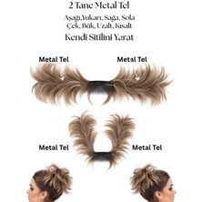 Özbience Kahverengi ve Küllü Sarıya Karışık Telli, Kolay Ayarlanabilir Topuz Tokası