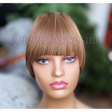 Özbience Doğal Görünüm Fiber Perçem Kahkül Postiş Çıtçıtlı Çikolata Kahverengi