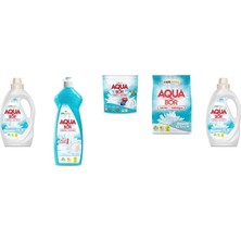 Aquabor Doğal Mineralli Sıvı Beyaz + Elde Bulaşık + Tablet + 4 kg Beyaz + Sıvı Beyaz  5 Li Set