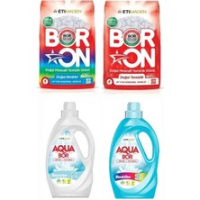 Boron Toz Çamaşır Deterjanı 2 Adet Renkli ve Beyazlar Için + 2 Adet Aquabor Sıvı Çamaşır Deterjanı
