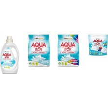 Aquabor Doğal Mineralli Sıvı Beyaz + 4 kg Beyaz + 4 kg Renkliler + Tablet 4 Lü Set