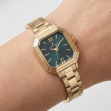 Daniel Klein DK.1.10870.3 Petrol Mavi Gold Zarif Kare Model Çelik Kordonlu Vintage Kadın Kol Saati