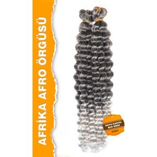 Özbience Koyu Kahve/buz Grisi Afro Dalga Fiber Sentetik Saç, Şık ve Havalı Görünüm