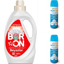 AQUABOR Doğal Sıvı Çamaşır Deterjanı Boron Beyazlar Için 26 Yıkama + Bortam Dezenfektan 2 ADET*500 ml