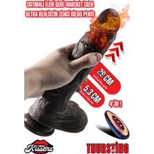 Kissers Isıtmalı Ileri Geri Hareketli Titreşimli Ultra Realistik Mega Kalın Dildo Penis Vibratör 29 cm
