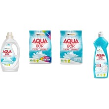 Boron Aquabor Doğal Mineralli Sıvı Beyaz + 4 kg Renkliler + 4 kg Beyaz + Elde Bulaşık 4 Lü Set