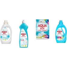 Boron Aquabor Doğal Mineralli Sıvı Beyaz + Elde Bulaşık + 4 kg Renkliler + Sıvı Renkliler 4 Lü Set