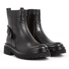 Rella Kadın Bot Iç Dış Hakiki Deri Siyah Cilt Fermuarlı  Kalın Taban Günlük Rahat Şık Bilek Bot