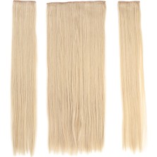 Özbience Fiber Sentetik Düz Yarım Ay ve Yan Çıt Çıt, Kumral Beyaz Platin Röfleli