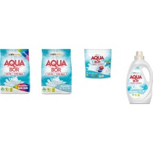 Aquabor Doğal Mineralli 4 kg Renkliler + 4 kg Beyaz + Tablet + Sıvı Beyaz 4 Lü Set