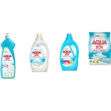 Aquabor Doğal Mineralli Elde Bulaşık + Sıvı Beyaz  + Sıvı Renkliler + 4 kg Beyaz 4 Lü Set