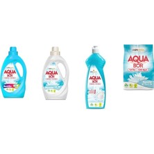 Aquabor Doğal Mineralli Sıvı Renkliler + Sıvı Beyaz + Elde Bulaşık + 4 kg Beyaz 4 Lü Set