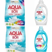 Boron Aquabor Çamaşır Deterjanı Toz ve Sıvı Beyazlar Için 73 Yıkama+ Renkliler Için Toz ve Sıvı 73 Yıkama