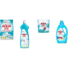 Aquabor Doğal Mineralli 4 kg Beyaz + Elde Bulaşık + Tablet + Sıvı Renkliler 4 Lü Set