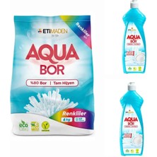 Eti Maden Aquabor Doğal Mineralli Renkliler Için Çamaşır Deterjanı 6 kg + 2ADET Elde Yıkama Bulaşık Deterjan