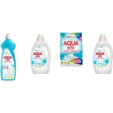 Aquabor Doğal Mineralli Elde Bulaşık + Sıvı Beyaz  + 4 kg Renkliler + Sıvı Beyaz 4 Lü Set