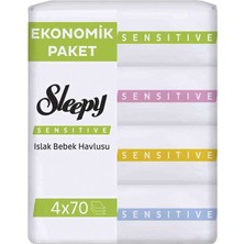 Matmel 4 Adet Sleepy Islak Havlu 4X70'LI Sensitive
