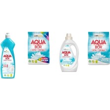 Boron Aquabor Doğal Mineralli Elde Bulaşık + 4 kg Renkliler + Sıvı Beyaz + 4 kg Beyaz 4 Lü Set