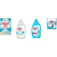Aquabor Doğal Mineralli 4 kg Beyaz + Sıvı Beyaz + Sıvı Renkliler + Tablet 4 Lü Set