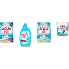 Aquabor Doğal Mineralli 4 kg Renkliler + Sıvı Renkliler + 4 kg Beyaz + Tablet 4 Lü Set