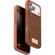 Onegif Apple iPhone 17 Pro Bright Simli Kapak - Turuncu