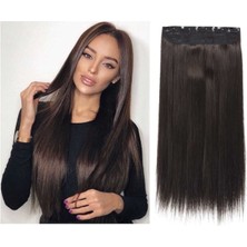 Özbience Koyu Kahve Yarımay ve Yan Çıt Çıt 3 Parça Takma Postiş Seti