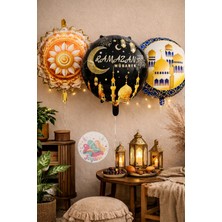 Joyane Ramazan Mübarek Balon Seti 3'lü – Ramazan Dekorasyon Süsleri – Folyo Balon Iftar Daveti Süsleme