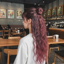 Özbience Kızıl Dalgalı Çıt Çıtlı Saç Seti 8 Parça, Yoğun ve Kabarık, 65 cm