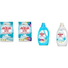 Boron Aquabor Doğal Mineralli 4 kg Beyaz + 4 kg Renkliler + Sıvı Renkliler + Sıvı Beyaz  4 Lü Set