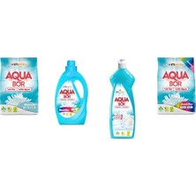 Boron Aquabor Doğal Mineralli 4 kg Beyaz + Sıvı Renkliler + Elde Bulaşık + 4 kg Renkliler 4 Lü Set