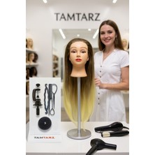 Özbience Tamtarz Kuaför Mankeni Kahverengi-Platin, Örgü ve Topuz Seti