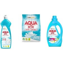 Boron Aquabor Doğal Mineralli Elde Bulaşık + 4 kg Beyaz + Sıvı Renkliler 3 Lü Set