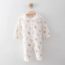 Yaka Fırfırlı Patikli Tulum - Ekru - 0 - 3 Ay Ekru