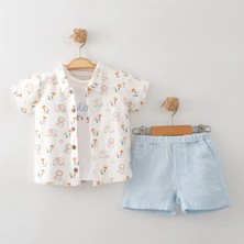 Tıny Safarı Gömlekli 3lü Takım - Mavi - 12 - 18 Ay Mavi