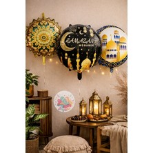 Joyane Ramazan Mübarek Balon Seti 3'lü – Ramazan Dekorasyon Süsleri – Folyo Balon Iftar Daveti Süsleme