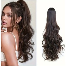 Özbience Doğal Görünüm Kestane Kahve At Kuyruğu Saç Postiş, Isıya Dayanıklı