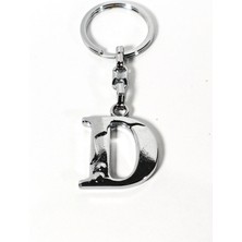 Moncuk Design D Harfi Gümüş Renk Metal Anahtarlık – Minimal ve Şık Harf Tasarımı