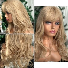 Özbience Ithal Lüks Fiber Dalgalı Uzun Kahküllü Sarı Peruk - Kadın Postiş
